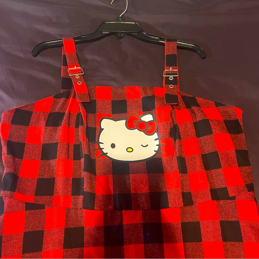 2 XL Shein Black & Red Plaid Hello Kitty Dress
